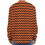 Orange Halloween Chevron Pattern Print Long Sleeve Baseball Jersey