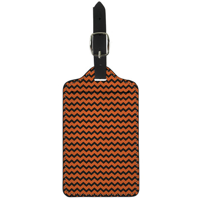 Orange Halloween Chevron Pattern Print Luggage Tag