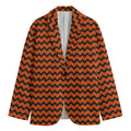 Orange Halloween Chevron Pattern Print Men's Blazer