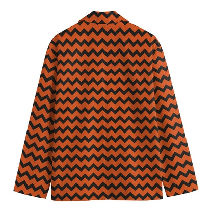 Orange Halloween Chevron Pattern Print Men's Blazer