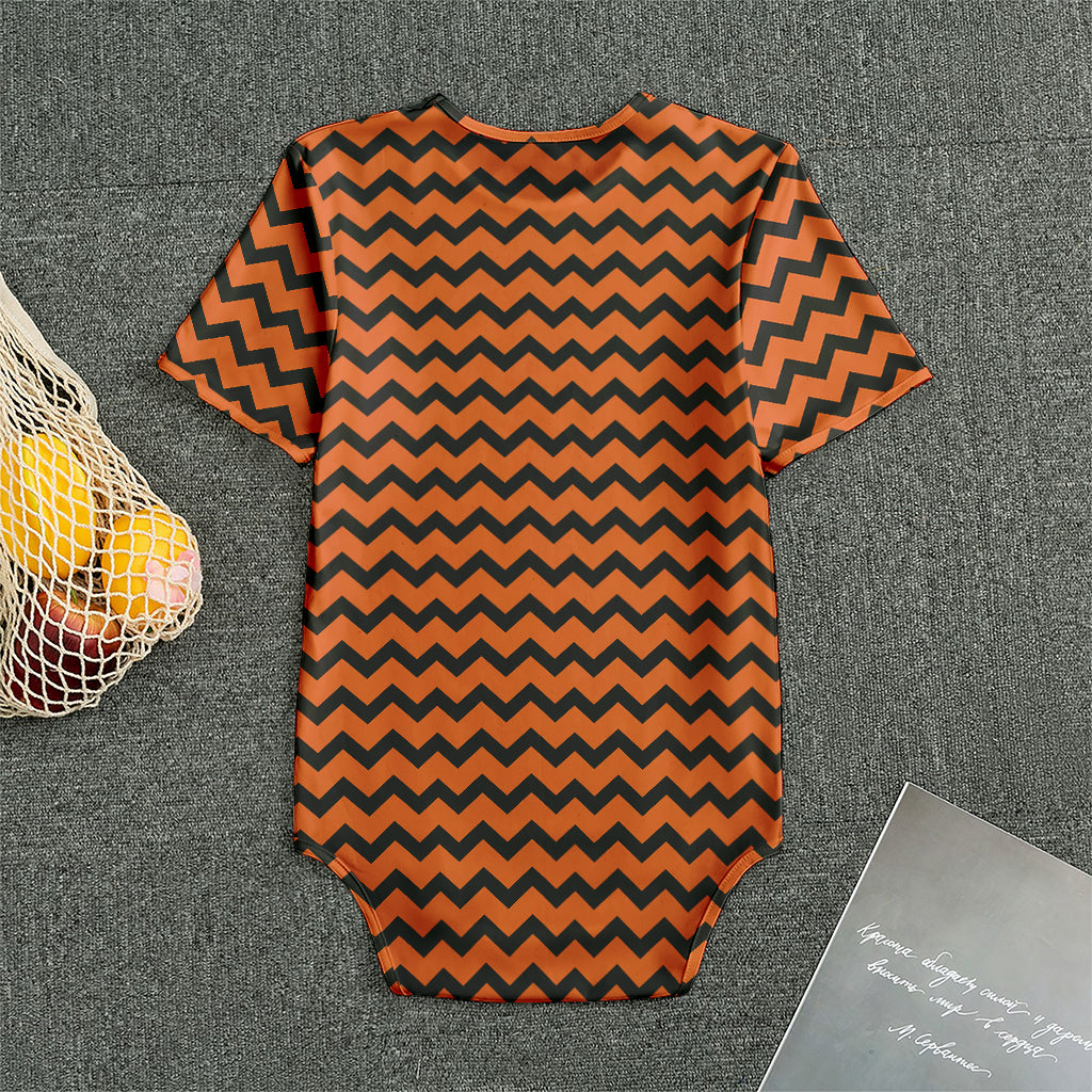 Orange Halloween Chevron Pattern Print Men's Bodysuit