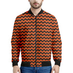 Orange Halloween Chevron Pattern Print Men's Bomber Jacket