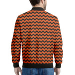Orange Halloween Chevron Pattern Print Men's Bomber Jacket