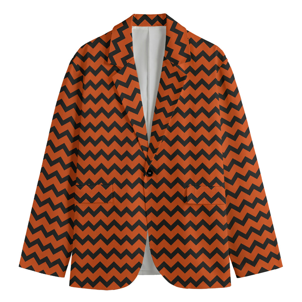 Orange Halloween Chevron Pattern Print Men's Cotton Blazer