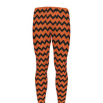 Orange Halloween Chevron Pattern Print Men's leggings