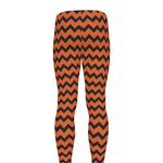 Orange Halloween Chevron Pattern Print Men's leggings