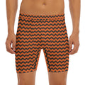 Orange Halloween Chevron Pattern Print Men's Long Boxer Briefs