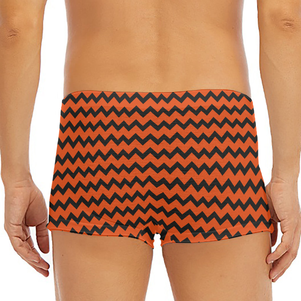 Orange Halloween Chevron Pattern Print Men's Short Boxer Briefs