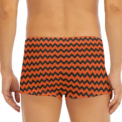 Orange Halloween Chevron Pattern Print Men's Short Boxer Briefs