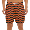 Orange Halloween Chevron Pattern Print Men's Split Running Shorts
