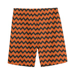 Orange Halloween Chevron Pattern Print Men's Sports Shorts