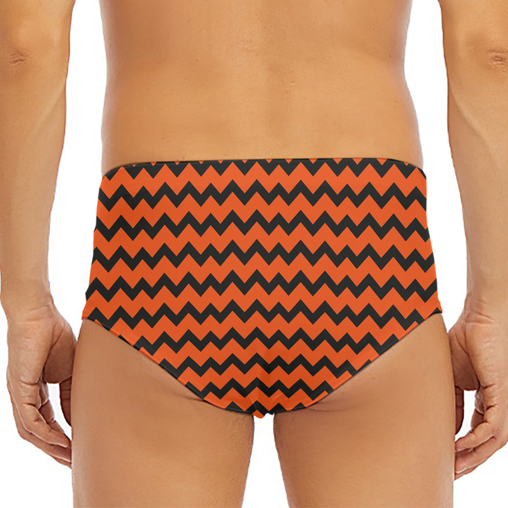 Orange Halloween Chevron Pattern Print Men's Triangle Swim Briefs