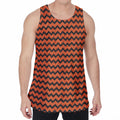 Orange Halloween Chevron Pattern Print Men's Velvet Tank Top