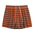 Orange Halloween Chevron Pattern Print Mesh Shorts