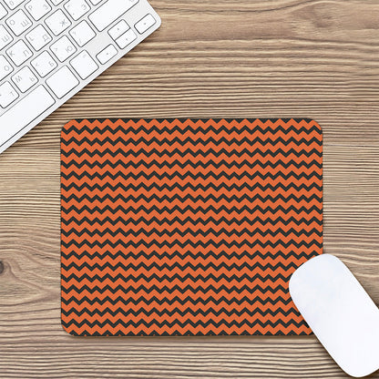 Orange Halloween Chevron Pattern Print Mouse Pad