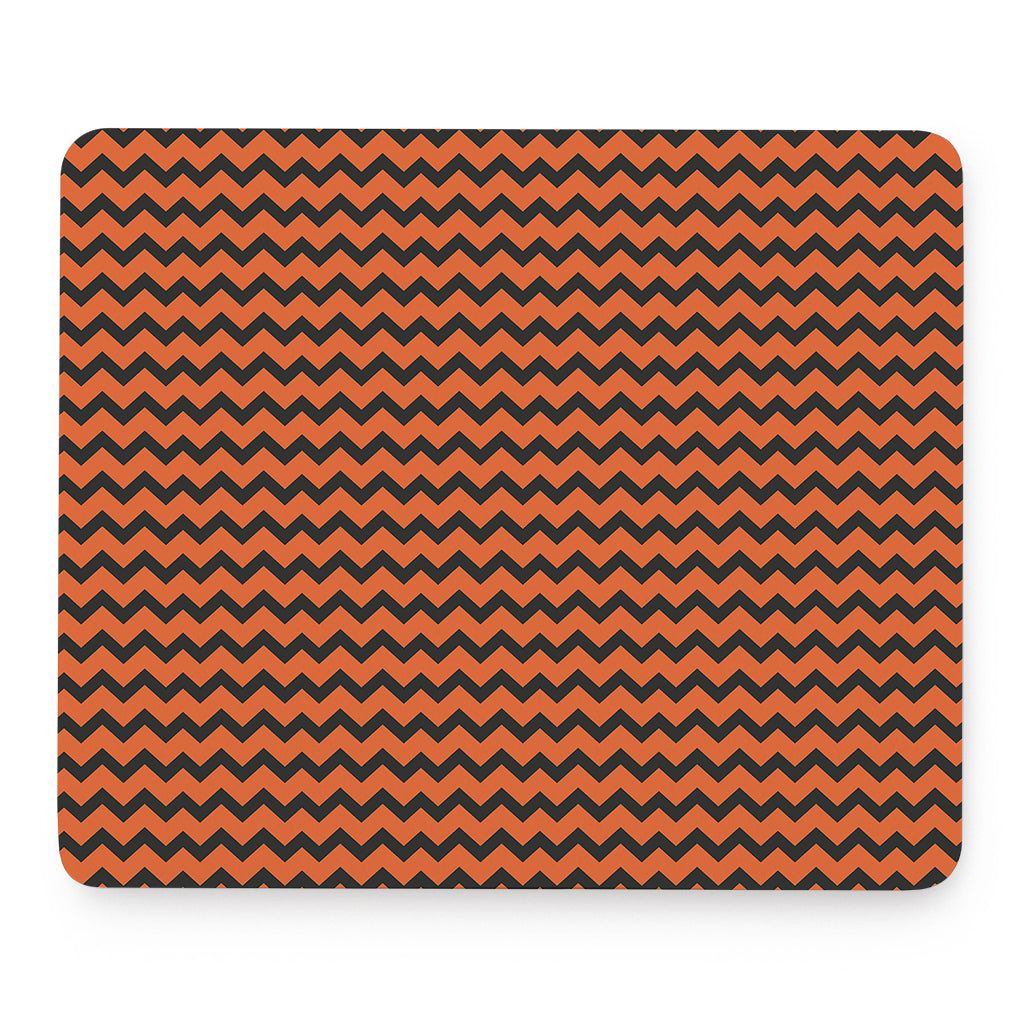 Orange Halloween Chevron Pattern Print Mouse Pad
