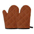 Orange Halloween Chevron Pattern Print Oven Mitts