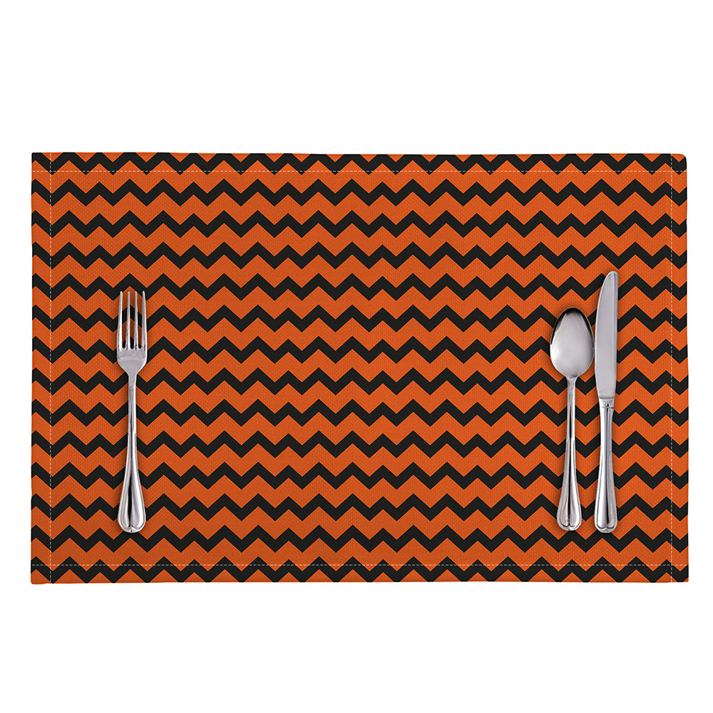 Orange Halloween Chevron Pattern Print Placemat
