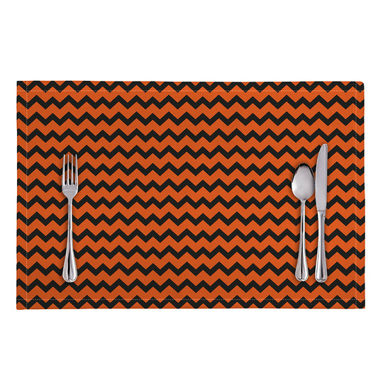 Orange Halloween Chevron Pattern Print Placemat