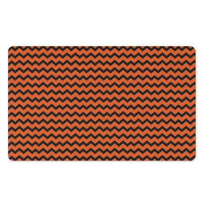 Orange Halloween Chevron Pattern Print Polyester Doormat