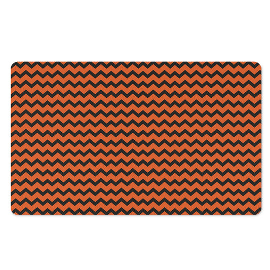 Orange Halloween Chevron Pattern Print Polyester Doormat