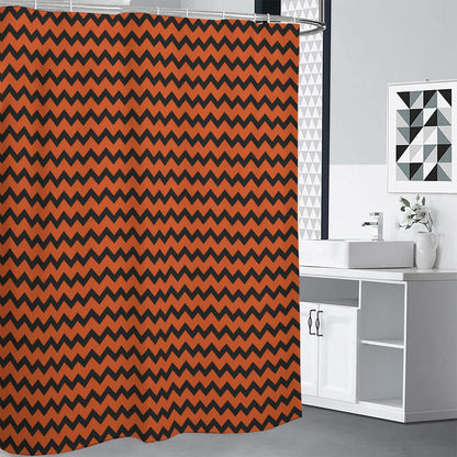 Orange Halloween Chevron Pattern Print Premium Shower Curtain