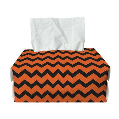 Orange Halloween Chevron Pattern Print Rectangle Tissue Box Cover