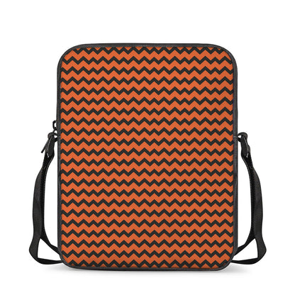 Orange Halloween Chevron Pattern Print Rectangular Crossbody Bag