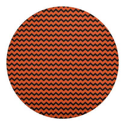 Orange Halloween Chevron Pattern Print Round Blanket