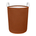Orange Halloween Chevron Pattern Print Round Laundry Basket