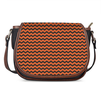 Orange Halloween Chevron Pattern Print Saddle Bag