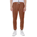 Orange Halloween Chevron Pattern Print Joggers