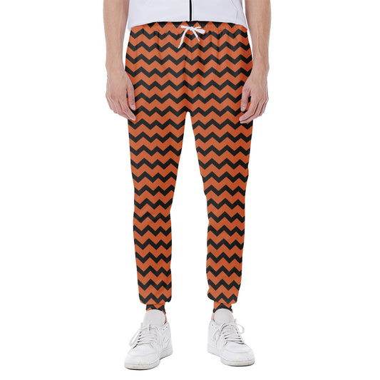 Orange Halloween Chevron Pattern Print Scuba Joggers