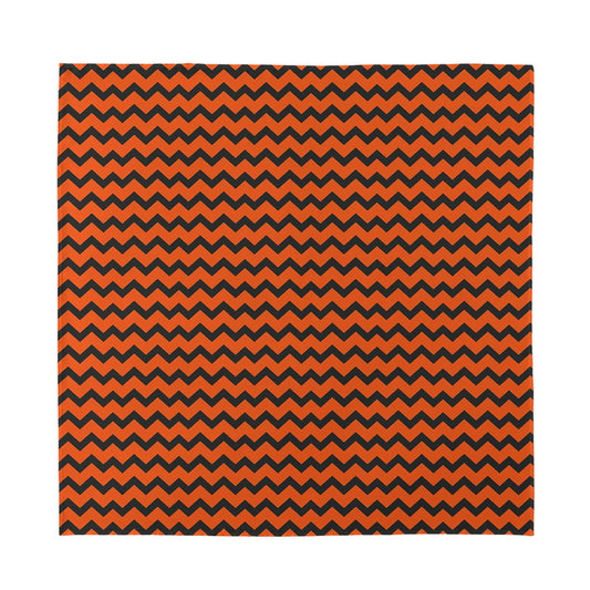 Orange Halloween Chevron Pattern Print Silk Bandana