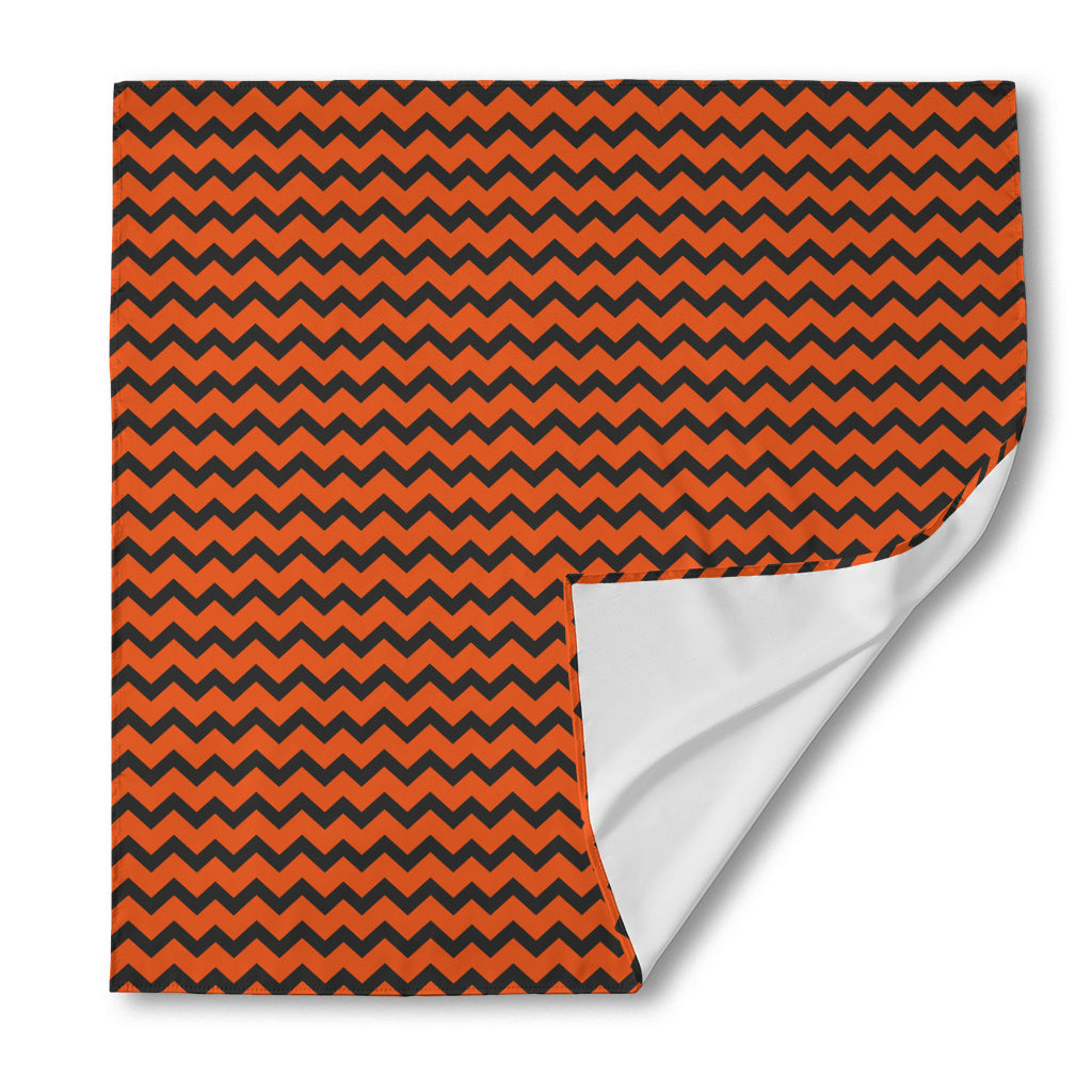 Orange Halloween Chevron Pattern Print Silk Bandana