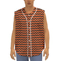 Orange Halloween Chevron Pattern Print Sleeveless Baseball Jersey