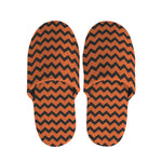 Orange Halloween Chevron Pattern Print Slippers