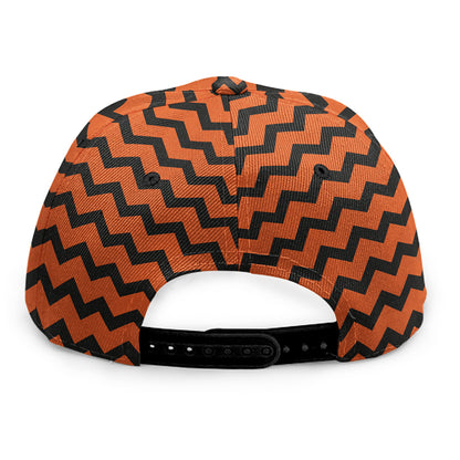 Orange Halloween Chevron Pattern Print Snapback Cap