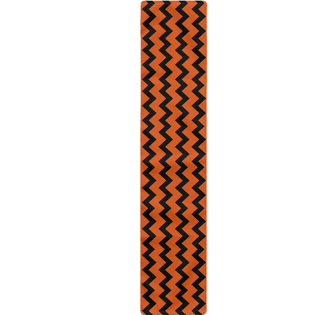 Orange Halloween Chevron Pattern Print Table Runner