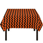 Orange Halloween Chevron Pattern Print Tablecloth