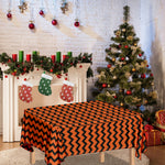Orange Halloween Chevron Pattern Print Tablecloth