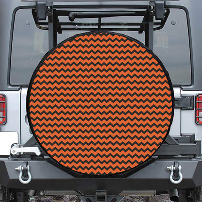 Orange Halloween Chevron Pattern Print Tire Cover