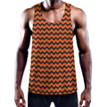 Orange Halloween Chevron Pattern Print Men's Workout Tank Top