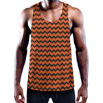 Orange Halloween Chevron Pattern Print Training Tank Top