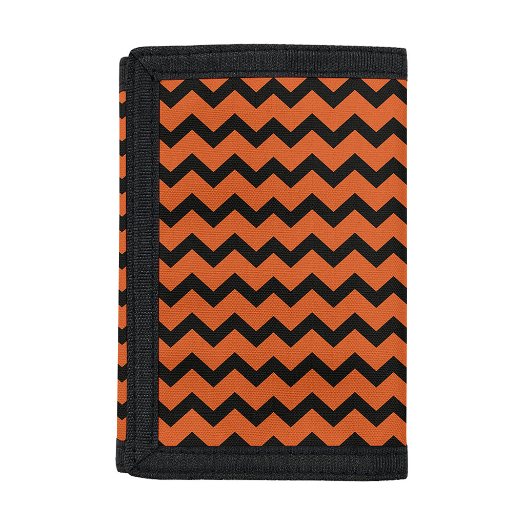 Orange Halloween Chevron Pattern Print Trifold Wallet