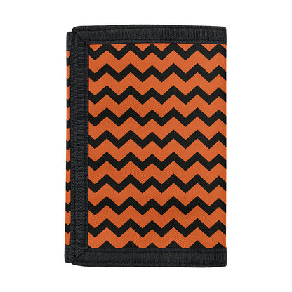 Orange Halloween Chevron Pattern Print Trifold Wallet