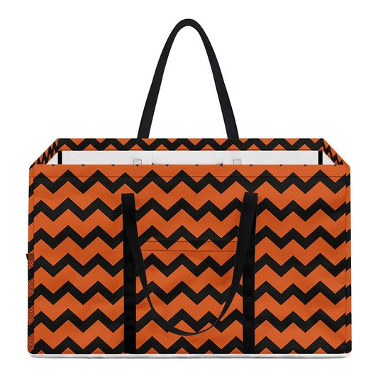 Orange Halloween Chevron Pattern Print Utility Tote Bag