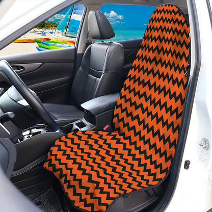 Orange Halloween Chevron Pattern Print Waterproof Car Seat Cover