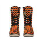 Orange Halloween Chevron Pattern Print Winter Boots