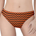 Orange Halloween Chevron Pattern Print Women's Thong